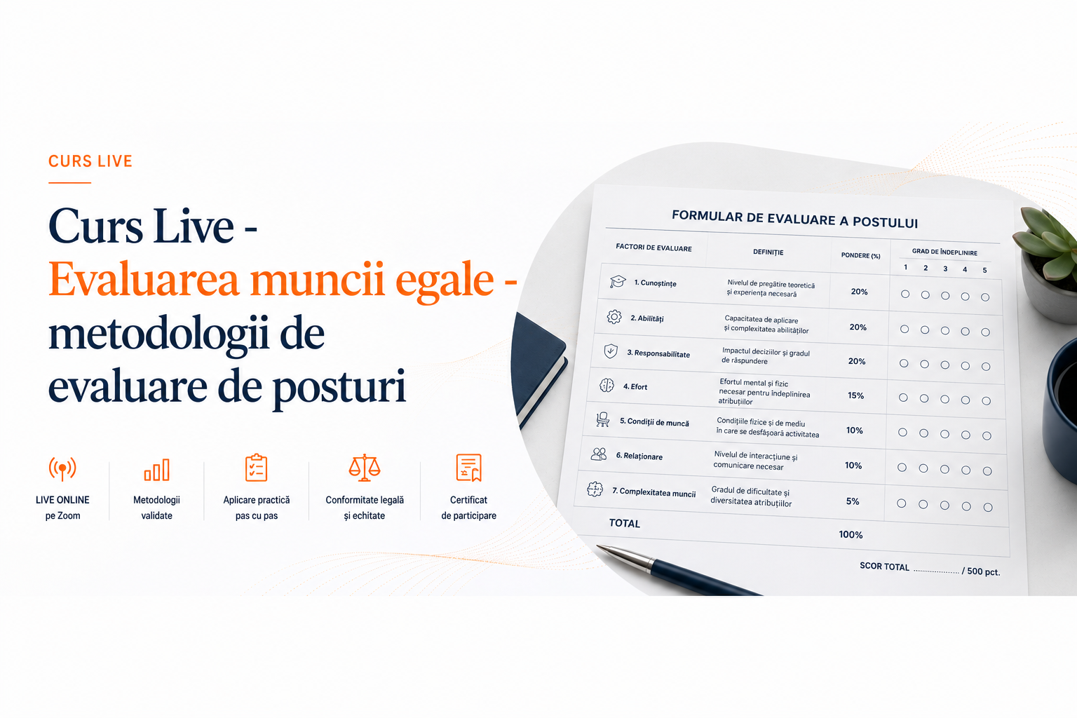 Curs Live - Evaluarea muncii egale - metodologii de evaluare de posturi